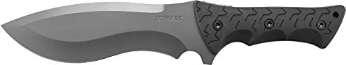 Schrade SCHF28 Little Ricky 14.1in S.S. Full Tang Knife with 7.9in Drop Point Recurve Blade and TPE Handle for Outdoor Survival, Camping and Bushcraft