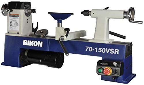 RIKON 70-150VSR 12″ x 16-1/2″ Midi VSR Lathe | Designed with a powerful 1HP DC motor, variable speed controls, digital RPM readout, and ample diameter and spindle length turning capacities