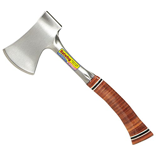 Estwing Sportsman's Axe - 14' Camping Hatchet with Forged Steel Construction & Genuine Leather Grip - E24A